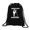 under new management funny Drawstring Bags