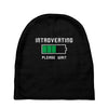 low battery introvert pun humor Baby Beanies