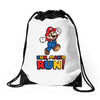 run, mario run Drawstring Bags