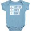 v6 swim bike run Baby Onesie