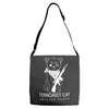 terrorist cat Adjustable Strap Totes