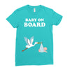 Baby On Board with Stork Ladies Fitted T-Shirt