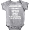 Super January Girl Baby Onesie