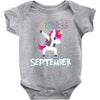 september born unicorns Baby Bodysuit