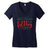 merry christmas ya filthy animal Women's V-Neck T-Shirt