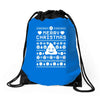 funny ugly christmas smiley emoticon Drawstring Bags