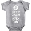keep calm and disc golf on target frisbee basket Baby Onesie