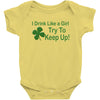 drink like a girl Baby Bodysuit