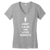 keep calm and love parrots Women's V-Neck T-Shirt