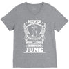 Never Underestimate Dog Rescuer Who Was Born June V-Neck Tee