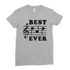 Best Dad Ever Funny Music Note Ladies Fitted T-Shirt