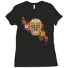 women's sugar skull purple Ladies Fitted T-Shirt