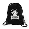 personalized paw halo Drawstring Bags