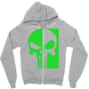 mad engine marvel brand punisher scar glow in the dark Zipper Hoodie