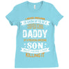 Super Cool Daddy Of A Freaking Awesome Son Ladies Fitted T-Shirt