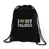 i love my soldier regular camouflage Drawstring Bags