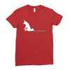 unicorn scooting on the floor Ladies Fitted T-Shirt