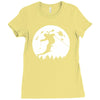 skiier moon moonlight silhouett Ladies Fitted T-Shirt