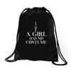 a girl has no costume Drawstring Bags