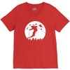 skiier moon moonlight silhouett V-Neck Tee