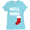 well hung endowed christmas stocking funny Ladies Fitted T-Shirt