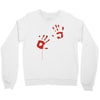 bloody hand print funny zombie kill undead blood horror killer Crewneck Sweatshirt