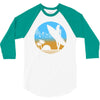 beach surfer silhouette birds sand waves palm 3/4 Sleeve Shirt