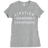 lipstick diamonds champagne Ladies Fitted T-Shirt