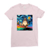 Totoro Van Gogh Parody Ladies Fitted T-Shirt