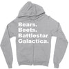 bears, beets, battlestar galactica Zipper Hoodie