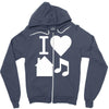 i love house music dj baseball Zipper Hoodie