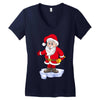 father christmas ringing xmas bells santa Women's V-Neck T-Shirt