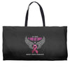 my hero is now my angel breast cancer awareness Weekender Totes