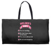 welder's wife Weekender Totes