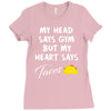 my head says gym but my heart say tacos Ladies Fitted T-Shirt