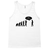 stop following me funny darwins evolution parody mens white t shirt Tank Top