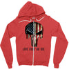 skull us flag live free or die Zipper Hoodie