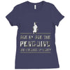 one by one penguins stealing Ladies Fitted T-Shirt