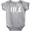 evolution of cricket white silhouette Baby Bodysuit