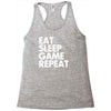 eat sleep game repeat Racerback Tank
