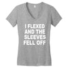 i flexed and the sleeves fell off Women's V-Neck T-Shirt