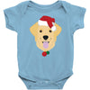 golden retriever dog with red santa's hat Baby Bodysuit