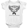 my hero is now my angel stomach cancer awreness Baby Bodysuit