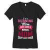 running mom white Women's V-Neck T-Shirt