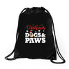 christmas dogs and paws Drawstring Bags