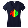 rasta skull and crossbones Women's V-Neck T-Shirt