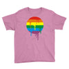 rainbow colored stripes dot running splashes Youth Tee