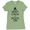 keep calm and rock on mens black t shirt rock music new Ladies Fitted T-Shirt