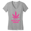 Support Breast Cancer Awareness With A Pink Cannabis Leaf Women's V-Neck T-Shirt