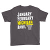 January February Michigan April - March Madness Basketball Youth Tee